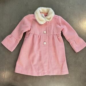 Holiday Editions pink Pea Coat faux fur collar valentine toddler 2T jacket